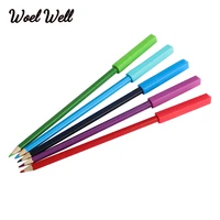 5pcs/set Silicone Chewable Pencil Topper Crystal Silicone Teether Pencil Cover Tube Teething Sensory Toy for Kids Boys Girls 1