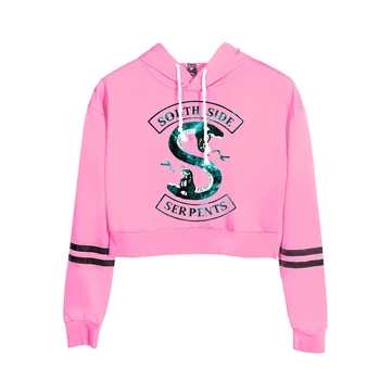 

Women Fashion Short Hoodie TV series riverdale Hoodies Short top Jumper sweatshirts Sport Sweatershirt Crop Design sexy Hoodies