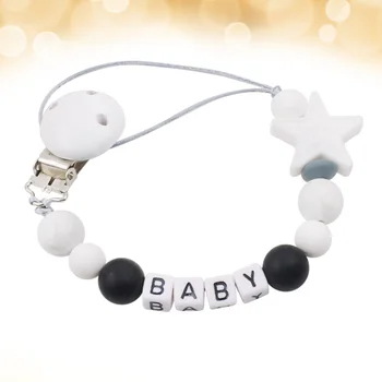 

1Pc Baby Pacifier Chain Silicone Infant Soother Pacifier Chain Baby Teether Ring Anti-drop Pacifier Strap Clip (White)