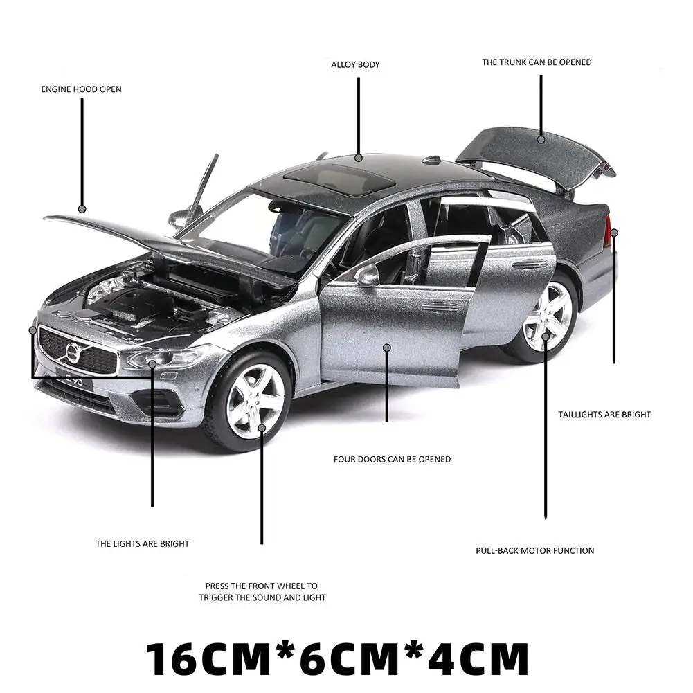 GloryStar 1 32 Simulate Alloy Car Model 6 Doors Open Light Sound Design Toy for Volvo 3
