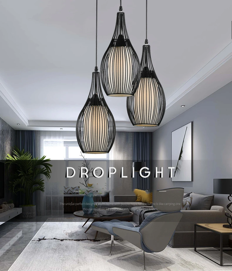 Ретро промышленный стиль ресторан Droplight три головы моды личности Творческий кованого железа гостиной бар люстра E27