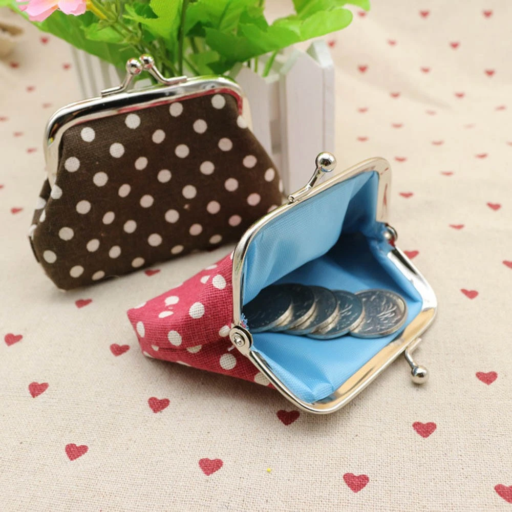 New Women Coin Purse Linen Dot Hasp Small Wallet Pouch Key Card Holder Clutch Handbag Dropshipping Wholesale Cheap Price 814