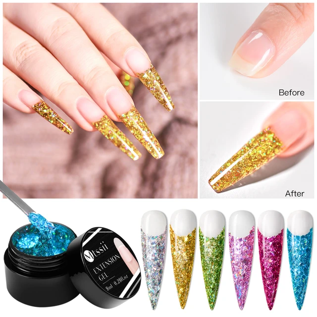 Extensiones de uñas acrílicas de polivinílico, Gel UV de construcción  rápida, esmalte de uñas de color rosa claro, Gel UV para manicura -  AliExpress