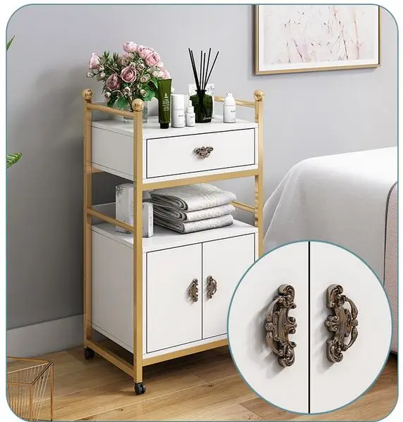 Beauty salon multi-functional cart barber shop special mobile instrument storage rack nail tool car white
