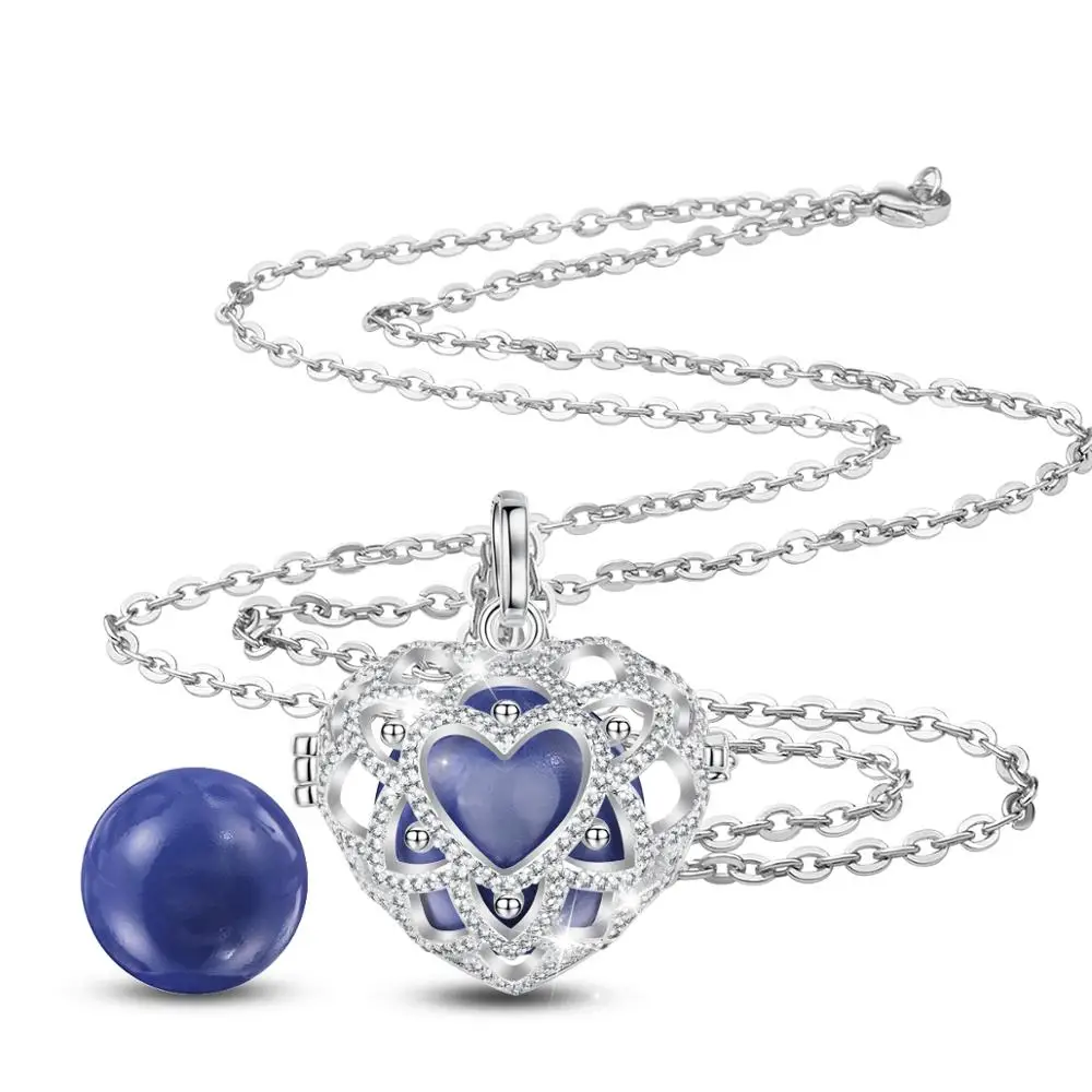 Eudora, 18 мм, медальон в форме клетки сердца, подвеска, гармония, бола, шар, колокольчик, ожерелье с AAA CZ, ювелирные изделия для беременных женщин, малышей K379N18 - Окраска металла: A03