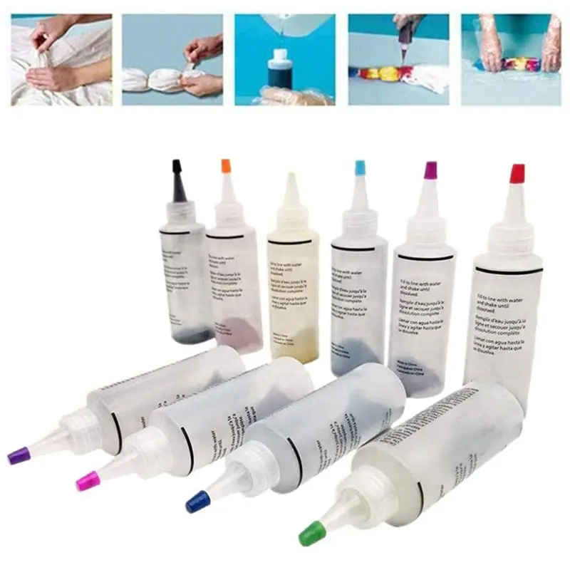 6/8/10 Bottles One-Step Tie-Dye Kit Clothes Textile Colorful Tie Dying Paint Set 77UD