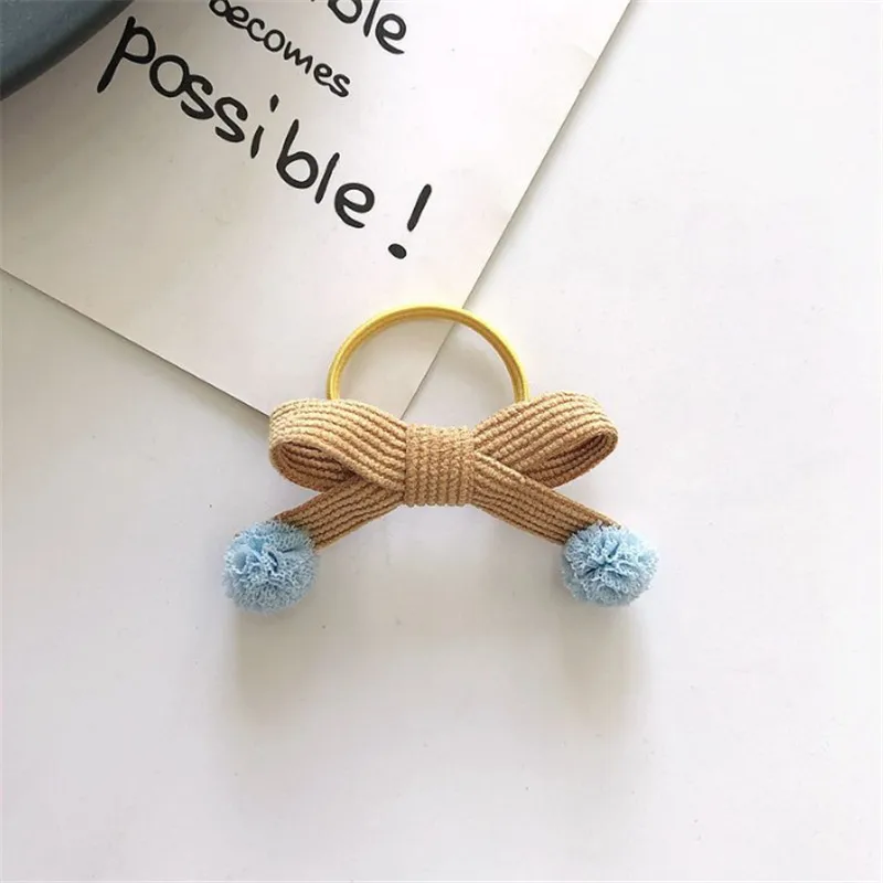 hair rope 4 10 шт./лот, модные новые вельветовые помпоны для девочек, бант-заколка для волос, однотонный бант, заколки для волос, головной убор принцессы, милые аксессуары для волос - Color: hair rope 4