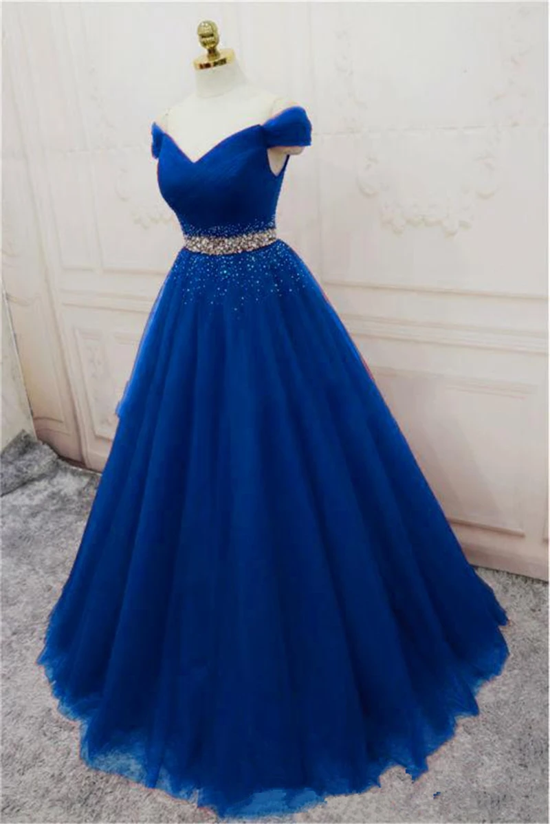 Королевские синие Дешевые Бальные платья вечернее платье с бисером милые 16 Платья вечерние платья для выпускного вечера Vestido De 15 Anos BM45