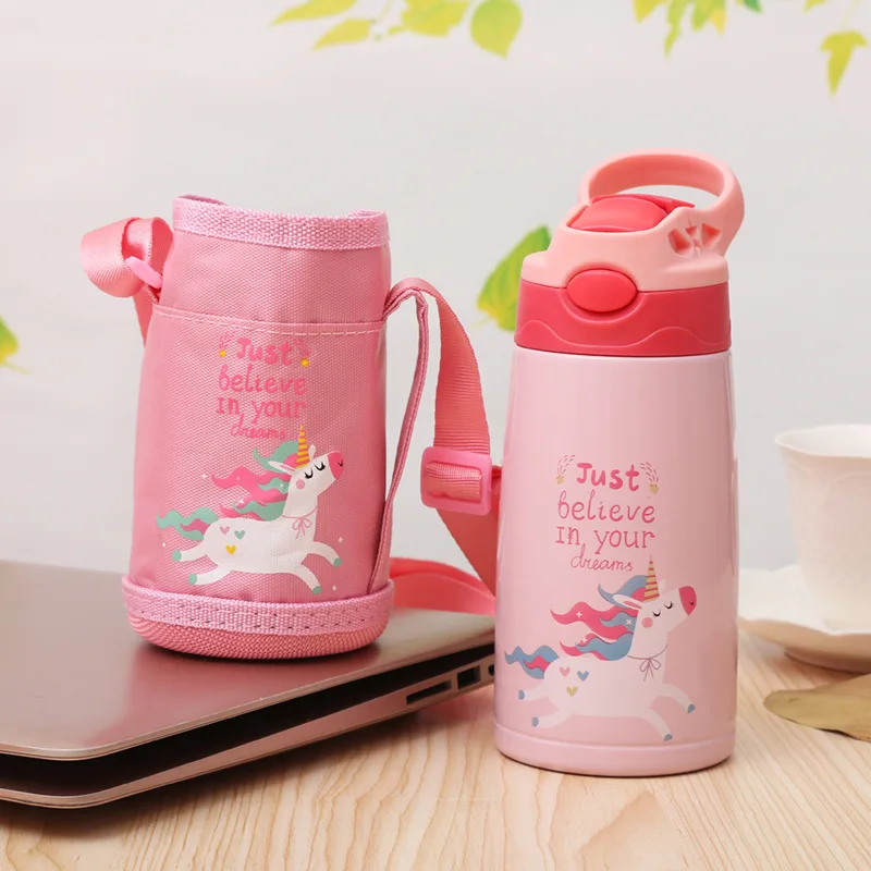 Детская чашка из нержавеющей стали, детская бутылка с вакуумной изоляцией, кружка для детей, двойная стенка, бутылка для питьевой воды с силиконовой соломинкой - Цвет: pink