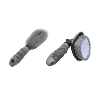 

2 Pcs/Set Car Wheel Cleaning Brushes Rim Tire Cleaner Floor Brush Tools For Motorcycle Bicycle