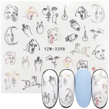 

1 Sheets Letter Design Abstract Image Water Transfer Wraps Sexy Girl Nail Slider For Nails Art Decorations Manicure
