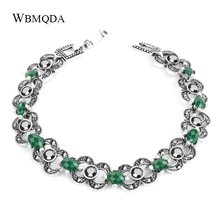 Wbmqda роскошный модный старинное серебро Кристалл часы браслеты для женщин Шарм браслет часы модные ювелирные изделия Новинка