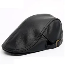 SILOQIN мужская шапка из натуральной воловьей кожи осенний зимний теплый берет модные бренды папа шапки кость среднего возраста Плоские береты шапка