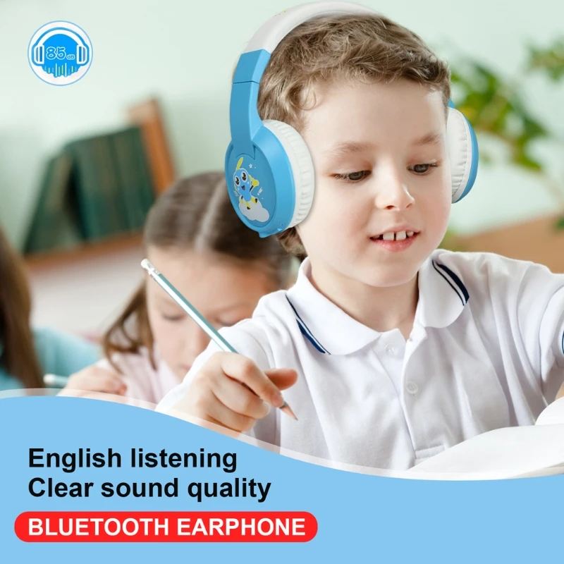 Stereo Wired and Bluetooth Music Headphone Built in Aux Microphone Kids Foldable TF Card Online Class