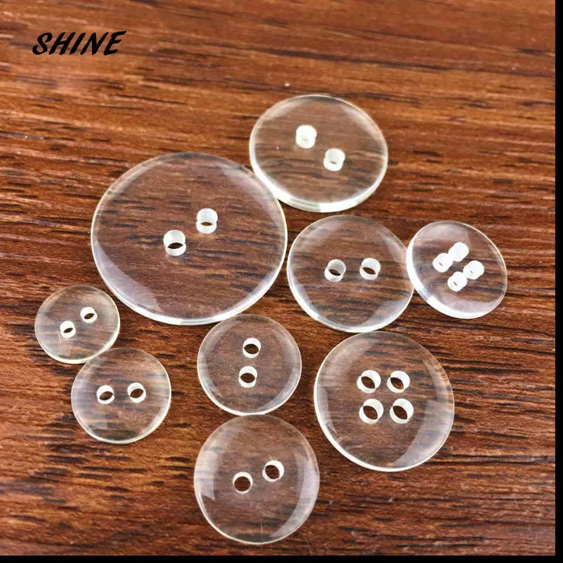50pcs Resin Sewing Buttons Scrapbooking Round Lucency Two Holes Pattern 9 Sizes Costura botones bottoni botoes | Дом и сад