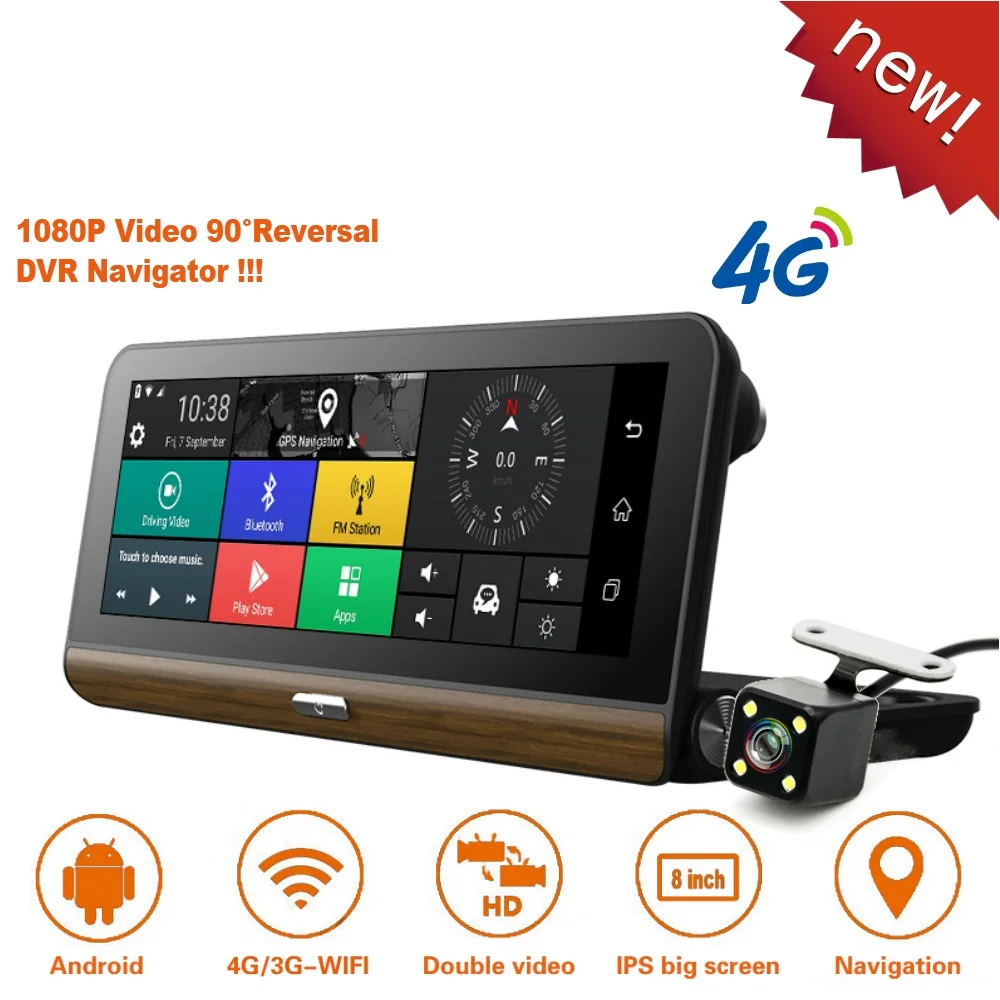 Автомобильный видеорегистратор с двумя объективами 4G / 3G ADAS Wi Fi Android GPS навигация