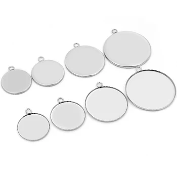 

10pcs 18/20/25/30mm Stainless Steel Cameo Settings Cabochon Base Charms Pendant Connector Tray Blank Pendant