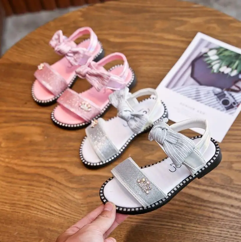 Kids Sandals Girls Shoes New Summer Bowknot Fashion Princess Girls Sandals Children Diamond Sandals For Girls Sneakers