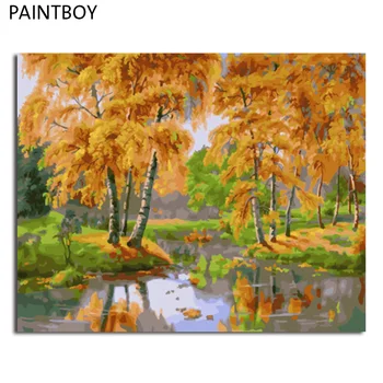

PAINTBOY Wall Art Framed Picture Painting By Numbers DIY Digital Canvas Oil Painting Home Decor Of Autumn Landscape GX23114