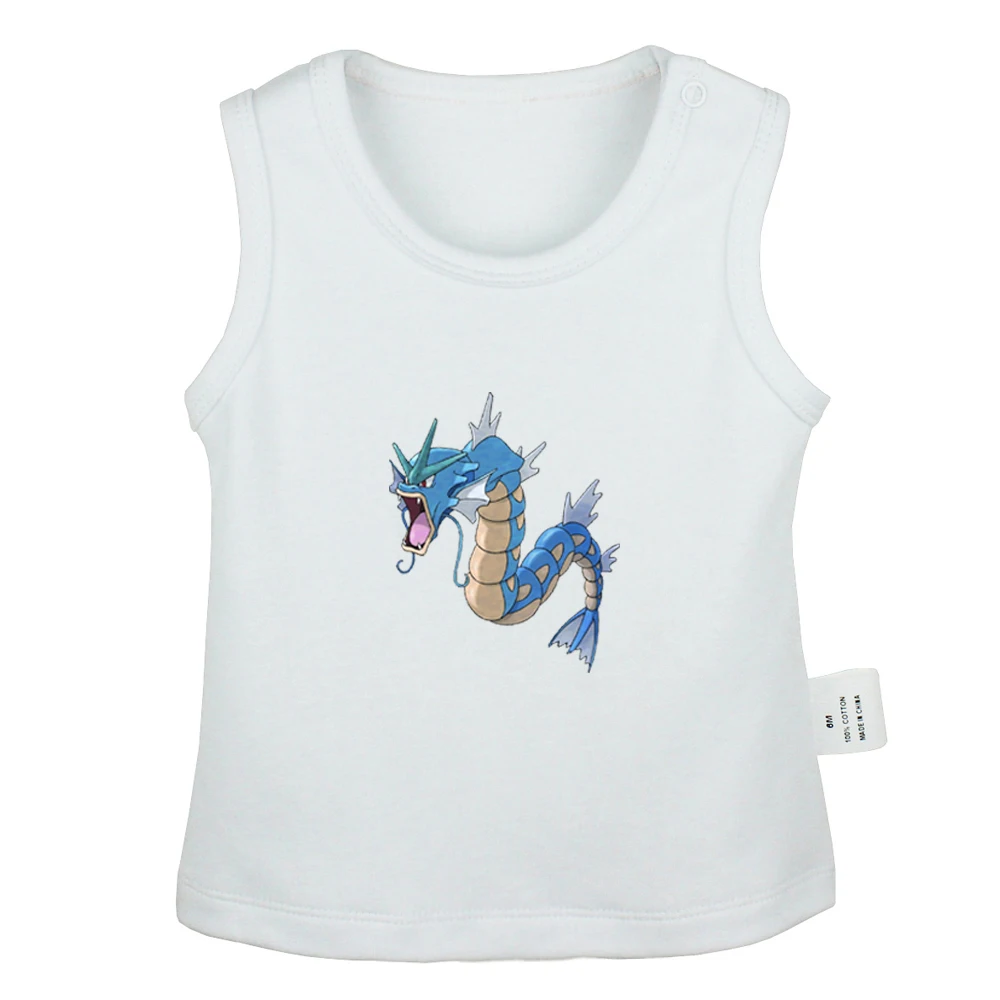 Милый мультяшный Покемон Dratini Gyarados Lapras Poliwag дизайн новорожденных Детские майки футболки жилет для малышей хлопковая одежда для новорожденных без рукавов - Цвет: JbBabyYV951W