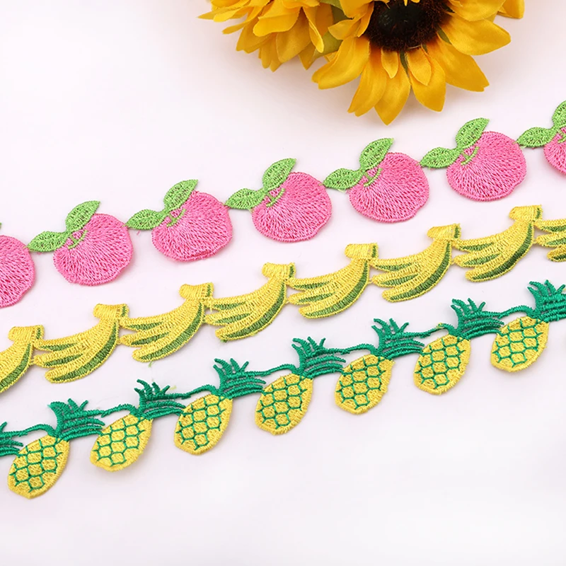 

2Yards Fruit Lace Embroidery Trim Knitting Wedding Ribbon DIY Apparel Home Decoration Handmade Sewing Crafts Accessories