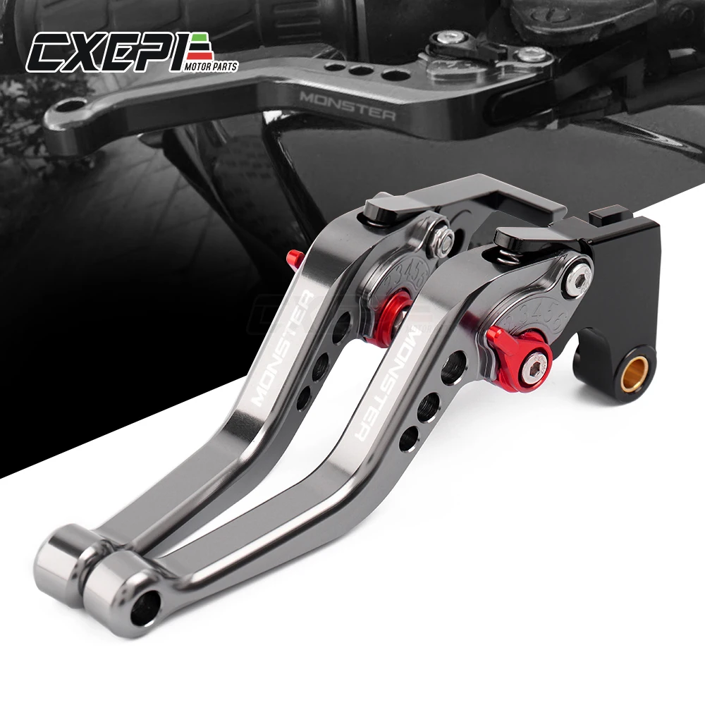 Для поездок на мотоцикле DUCATI MONSTER 696 796 695 620 400 тормоза мотоцикла CNC Заготовка короткие Регулируемые сцепные рычаги с логотипом монстр