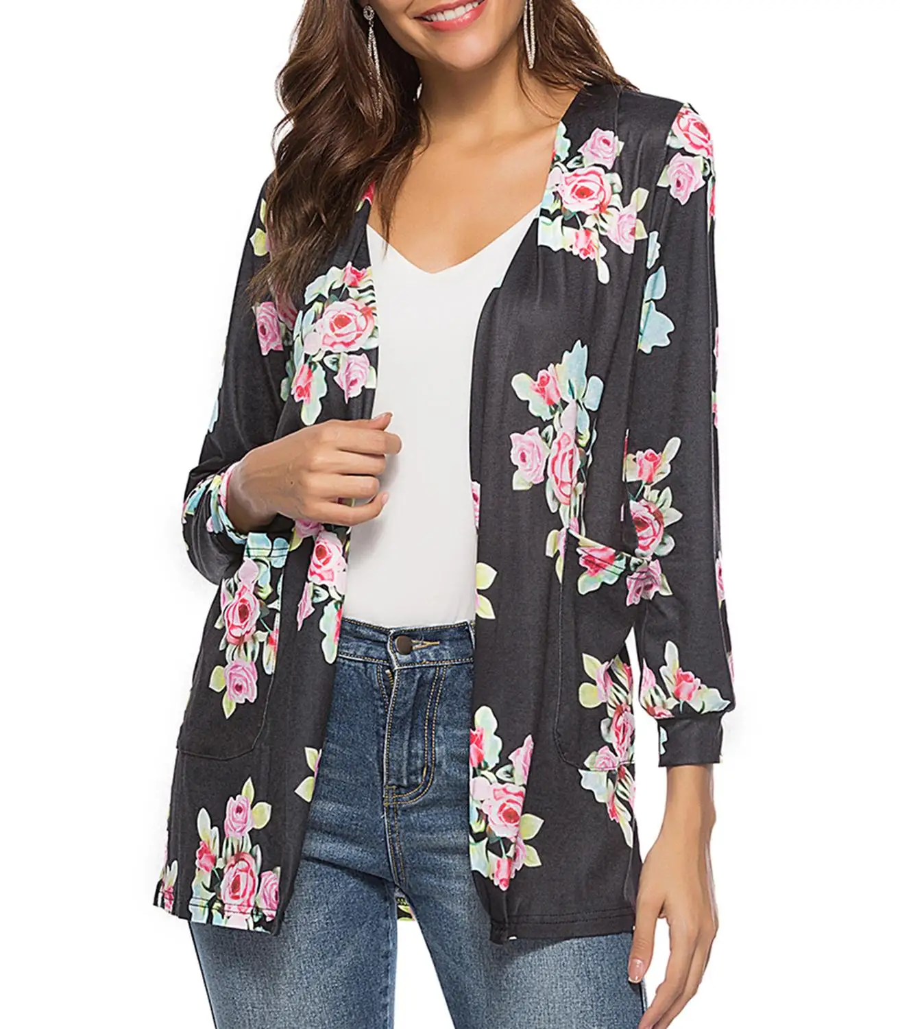 Fashion Women's Floral Kimono Cardigans Casual Tops Loose Blouse Boho Wrap |