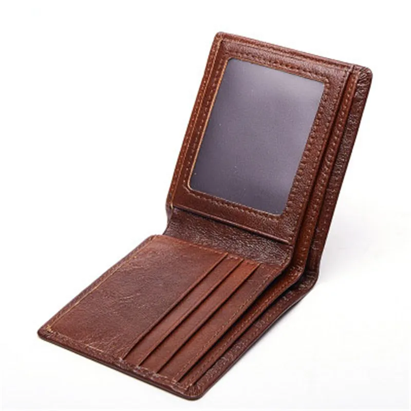 Luxury Mens Wallet Leather Genuine Fashion Short Bifold Wallet Men Casual Soild Carteira Male Partmonee With Coin Pocket Purse