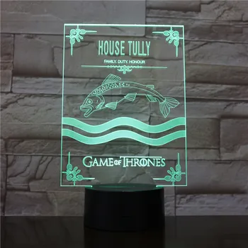 

Game of Thrones 3D LED Light House Tully A Song of Ice and Fire 7 Color Morden Desk Lamp Home Decor Holiday Movie Fans Gift