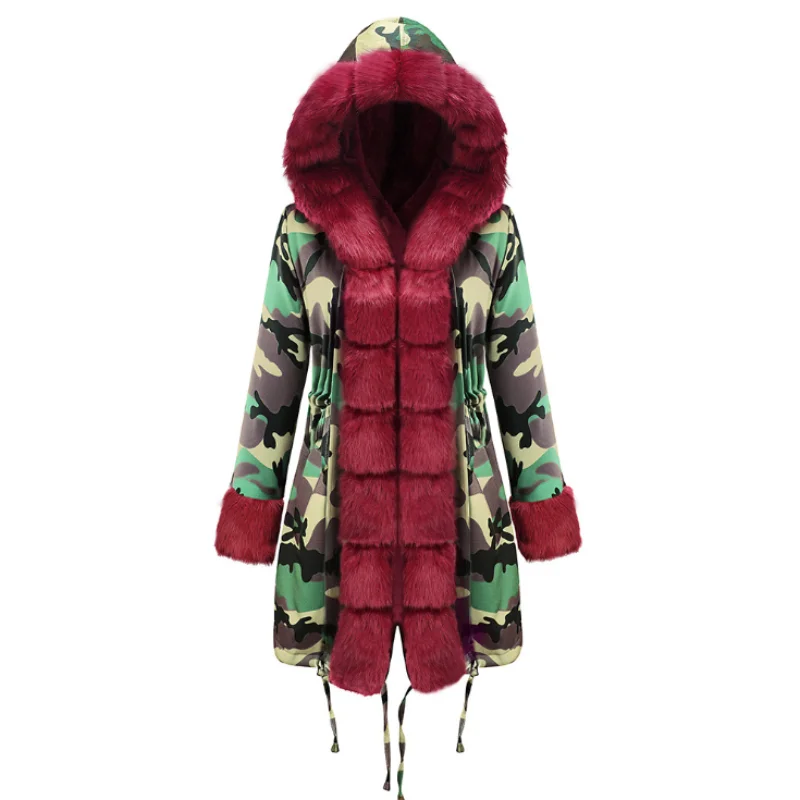 new fashion winter jacket women Imitation fur collar loose long parkas big fur outerwear