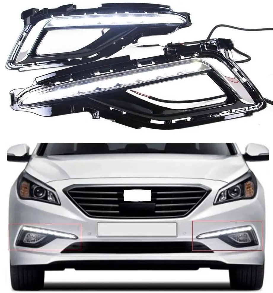LF MK9 2015-2017 Front Fog LED DRL Running Daytime Driving For Hyundai Sonata 