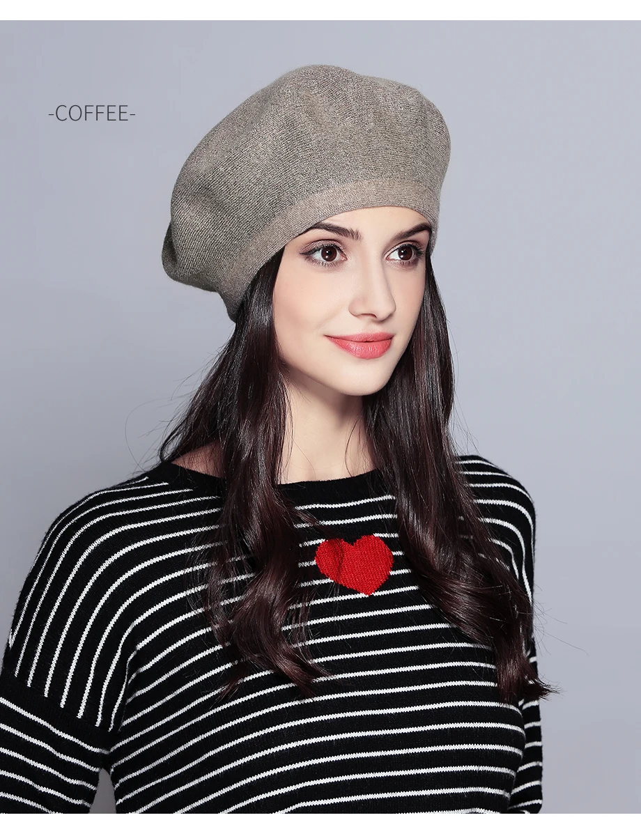 Вязаный берет, шапка новые модные Зимние береты Femme классический бренд высокое качество чистая шерсть кашемир женская шапочка шапки