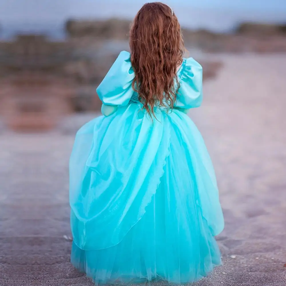 Маленькая Русалочка Ариэль; платье принцессы для девочек; детское нарядное платье; платье для ролевых игр; костюм для девочек на День рождения; свадьбу; платье с цветочным узором для девочек