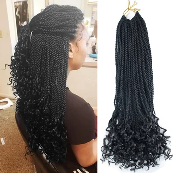 

YxCheris 18 Inches Crochet Hair Senegalese Twist Curly Ends Synthetic Hair for Braid 30 Strands Braiding Hair Extensions