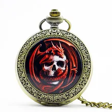 Крутые кварцевые карманные часы с черепом ювелирные изделия готические мужские женские часы с подвеской винтажные часы с брелоком подарочные часы PB628