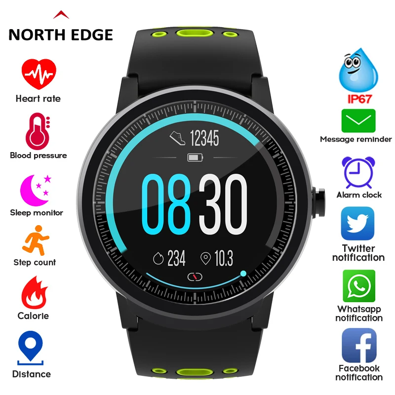 Смарт часы NORTH EDGE мужские/женские с поддержкой Bluetooth и тонометром|Смарт-часы| |