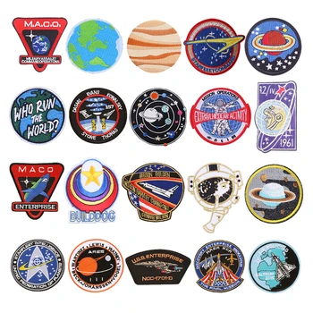 

Astronaut Embroidered Patches For Clothing Planet Earth Mars Saturn Stickers On Clothes DIY Stripes Badge T Shirt Sticker Fabric