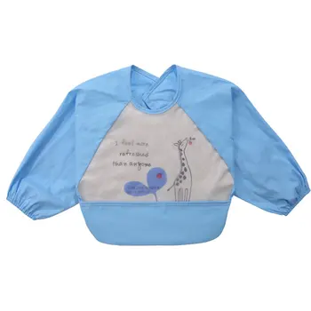 

Stylish Cartoon Waterproof Baby Drool Bibs Long Sleeve Shirt Organic Soft Bibs For Teething Drooling Feeding Baby