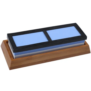 

Double-Sided 1000/6000 Rough Sharpening Professional Knife Sharpener Set, Sharpening Stone with Angle Guide Stone and Bamboo Fra