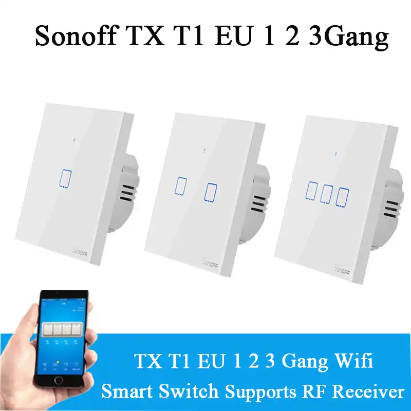 Sonoff T1 Eu 1 2 3 Gang Wifi Inalambrico 433 Rf Control Remoto En