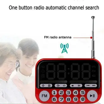 

Portable Mini FM Radio Stereo Built-In Speakers Music Backlight Player 18Hz-19KHz Stereo Radio Full Interface Color Lamp Design