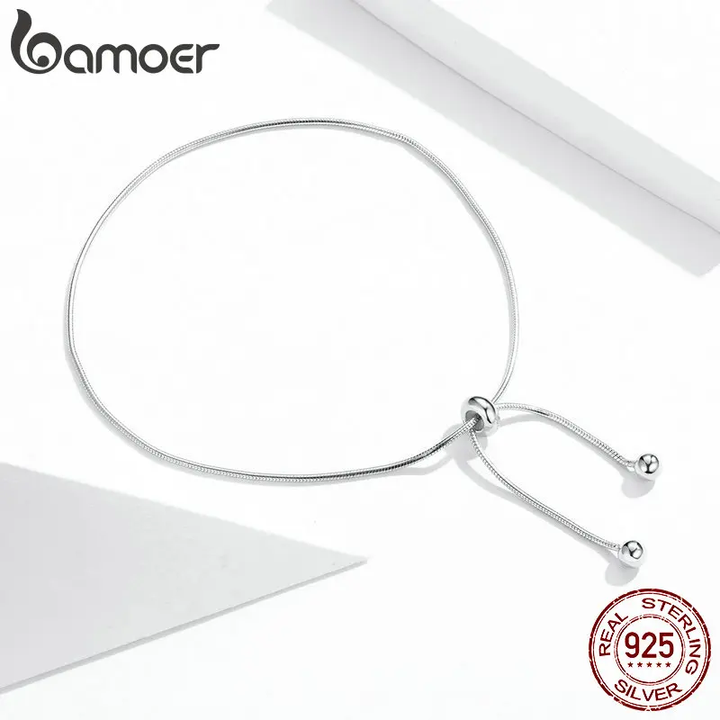 BAMOER Genuine 925 Sterling Silver Adjustable Snake Charm Anklet for Women Foot Bracelet Jewelry Minimalist Jewelry 30CM SCT016 4