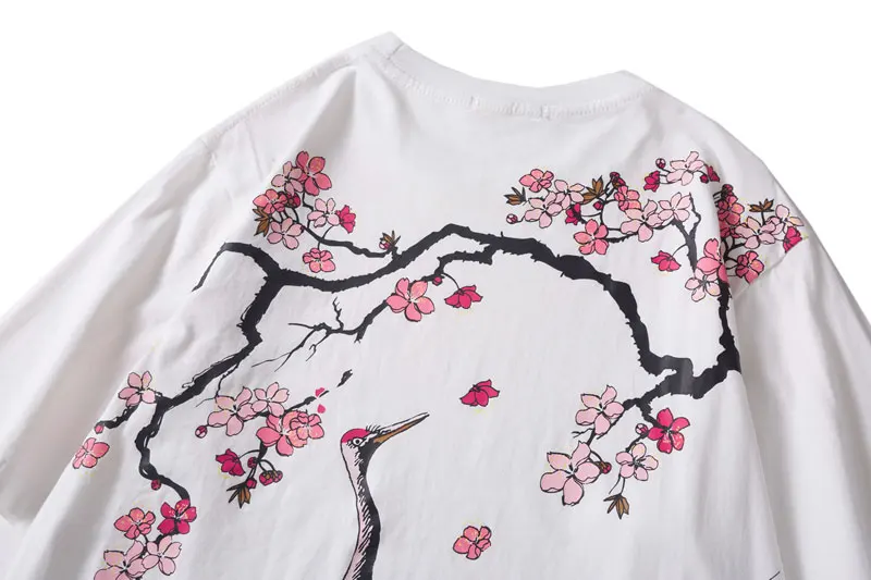 Crane Flowers Print Tshirts 7