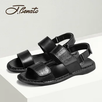 

J.benato Man shoes summer refreshing breathable men's sandals leather men's casual beach shoes soothing non-slip soft bottom
