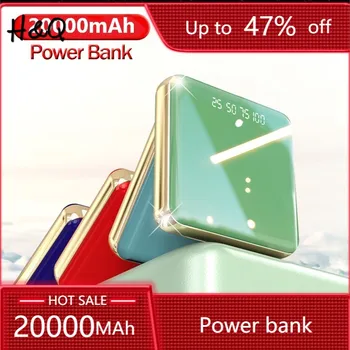 ミニ電源銀行20000 2200mahの小型大容量ポータブル充電器2 usbミラースクリーン外部スマート携帯電話
