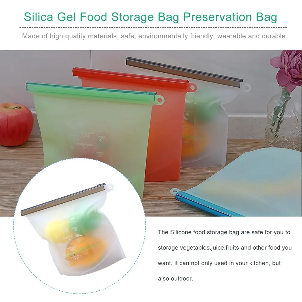 Reusable Silicone Food Storage Bag Airtight Seal Food Preservation Bag Food Grade Versatile Preservation Bag Container
