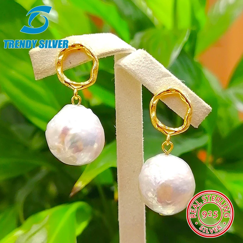 

Irregular Pearl Earrings female retro Hong Kong Style Baroque shaped earrings advanced atmospheric S925 Silver Earrings