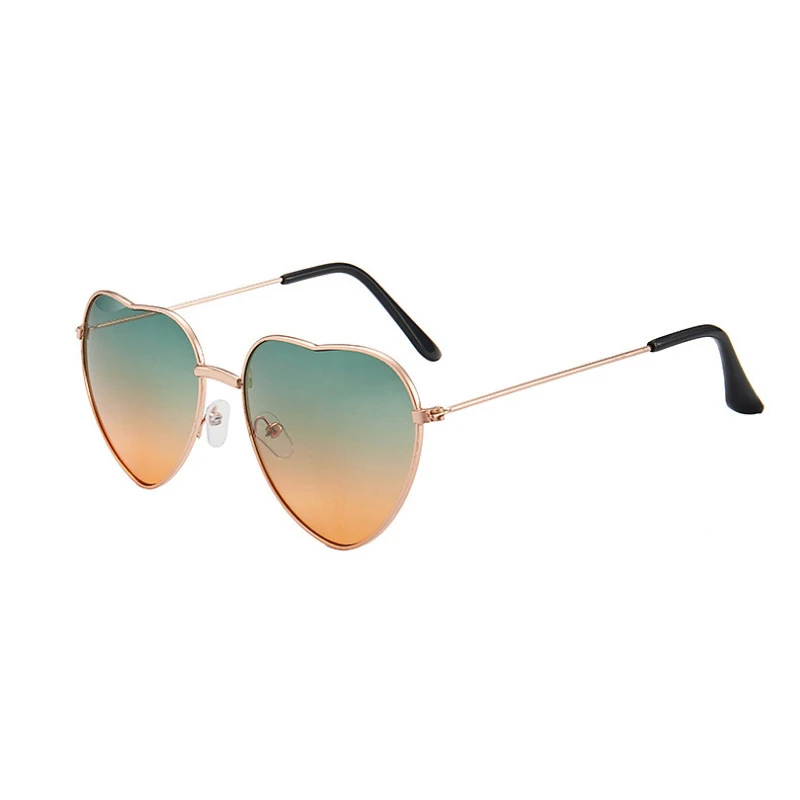 Модные солнцезащитные очки с металлической оправой солнечные очки в форме сердца женские брендовые дизайнерские женские металлические светоотражающие