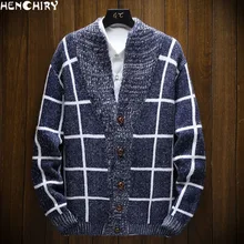 HENCHIRY Новая мода Большой мужской свитер свитер мужские Свитера повседневные мужские s buttondown джерси мужской свитер в клетку в полоску