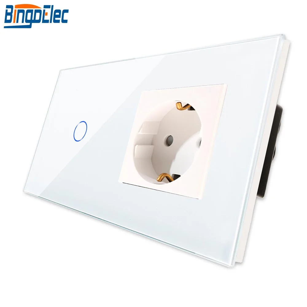 Bingoelec горячая распродажа 1Gang 1Way Touch Switch с розеткой Европейского типа 16A Германия